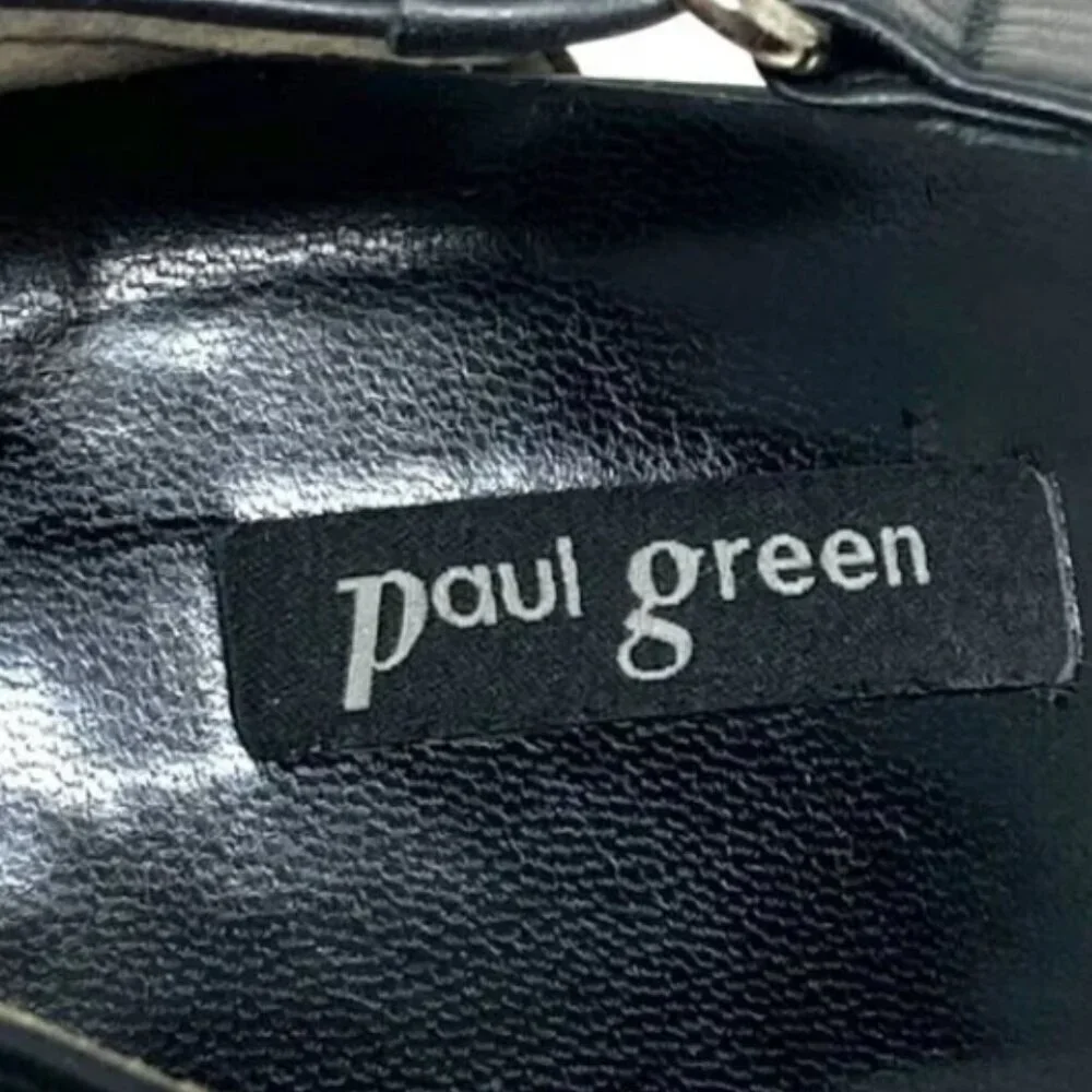 Paul Green Desire Black Leather Cross Ankle Strap Pointed-Toe Heels - Size 8.5 - Picture 6 of 7